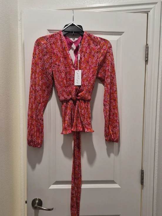 Petal & Pup Pink Multi-Print Tie-Front Long Sleeve Blouse And SKIRT - Picture 9 of 16